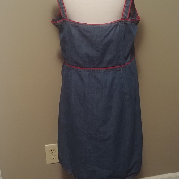 Super cute thin denim sundress with red trim. - Picture 5 of 5